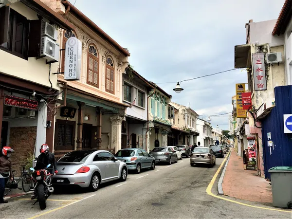 Heritage shophouses along Heeren Street in Melaka's old town