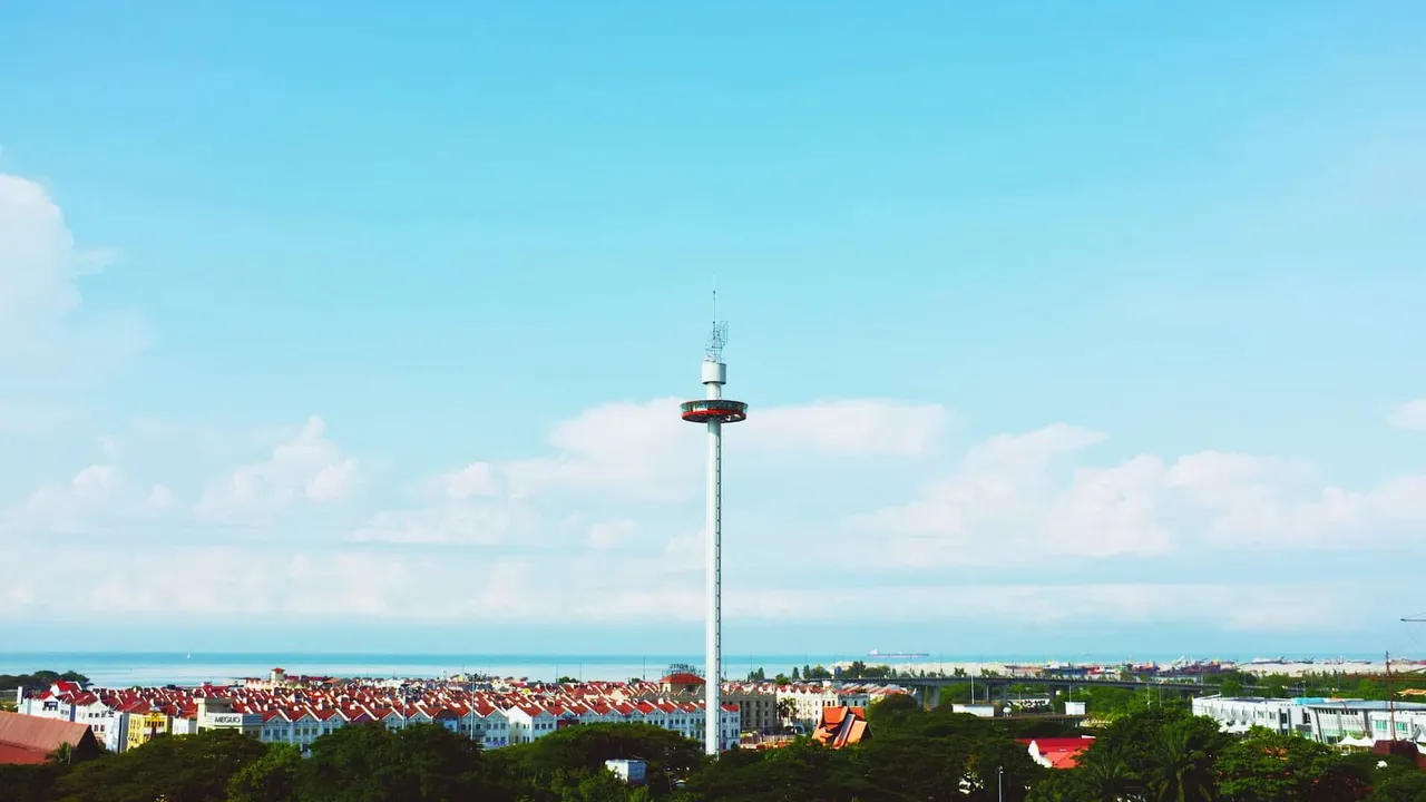 Menara Taming Sari, Melaka's revolving observation tower, rising above Banda Hilir