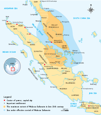 The extent of the Melaka Sultanate in the 15th century